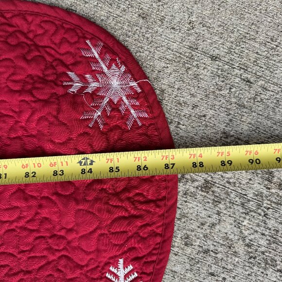 Pem America Holiday Christmas Winter Snowflake Queen Quilt Red Silver Embroidere